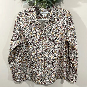 Foxcroft for Appleseed’s 100% cotton wrinkle free button down floral shi…